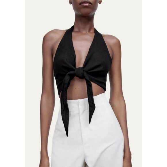 NWT Zara Linen Halter Top - Picture 2 of 11